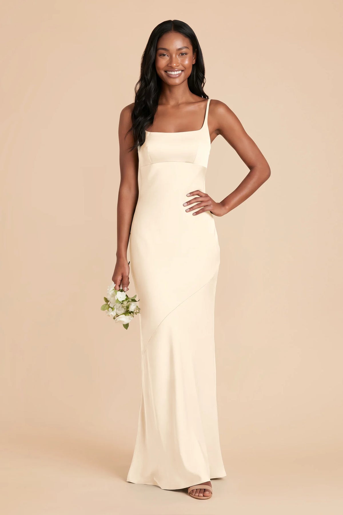 Noelle Ivory Cream front view bridesmaid dress