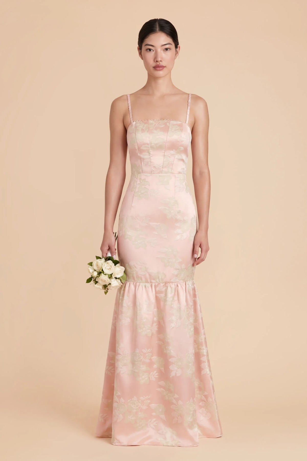 Maelle Ivory Pink Gold front view bridesmaid dress