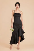 Delphine Jet Black front view bridesmaid dress