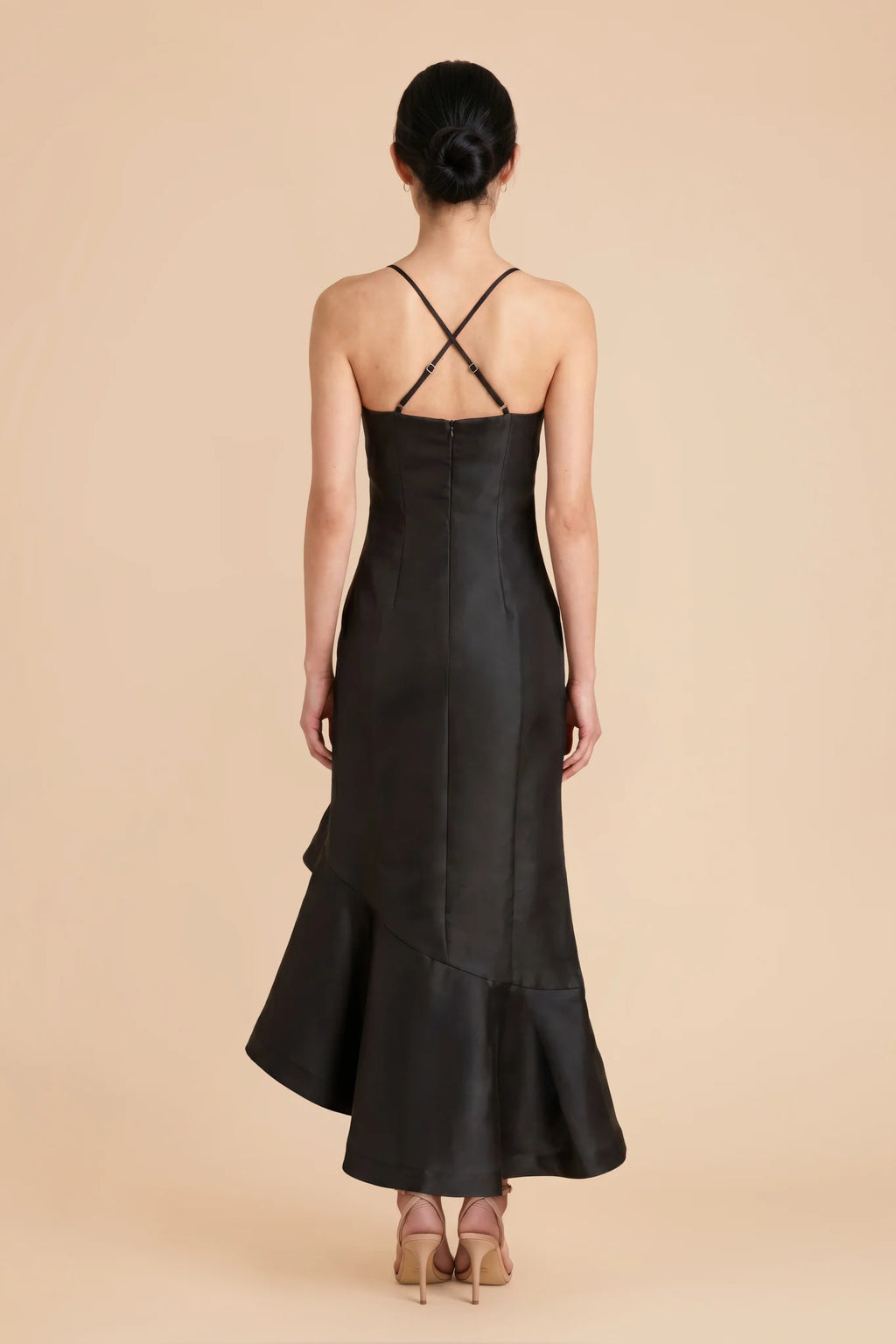 Delphine Jet Black back view bridesmaid dress