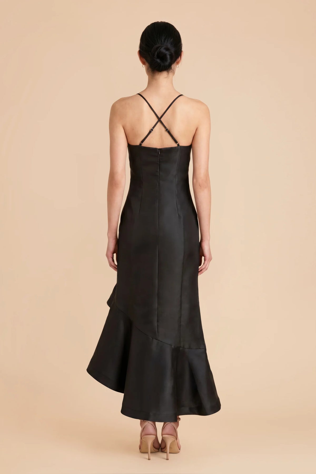 Delphine Jet Black back view bridesmaid dress