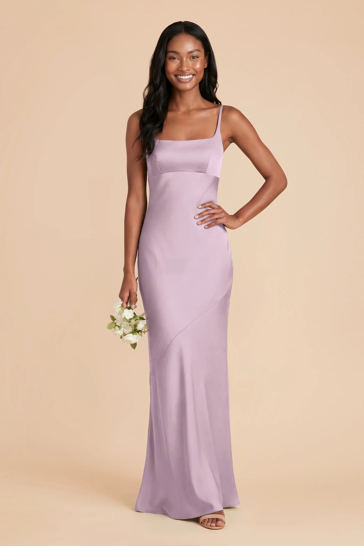 Noelle Lavender front view bridesmaid dress