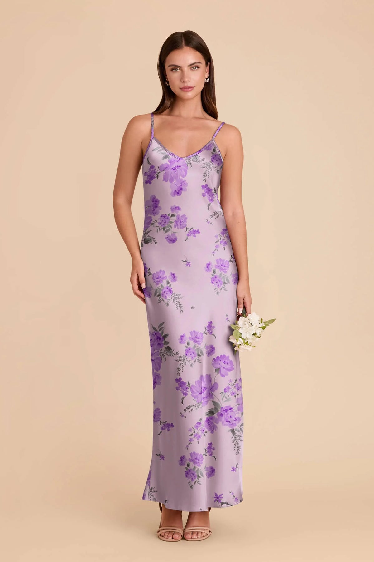 Amara Lavender Multi Whimsical Blooms front view bridesmaid dress