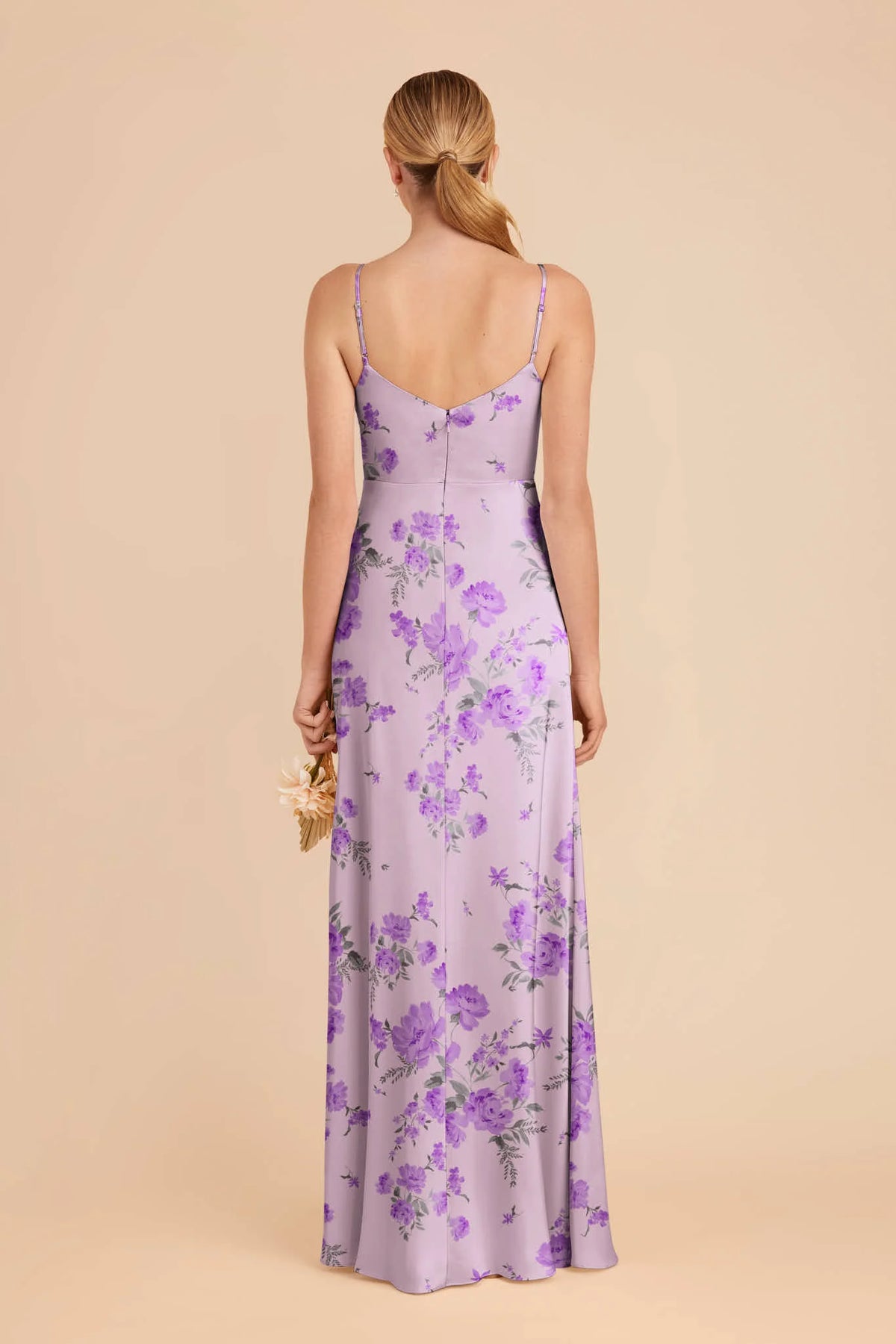 Elara Lavender Multi Whimsical Blooms back view bridesmaid dress
