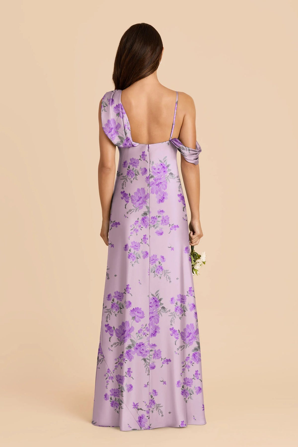 Thalia Lavender Multi Whimsical Blooms back view bridesmaid dress