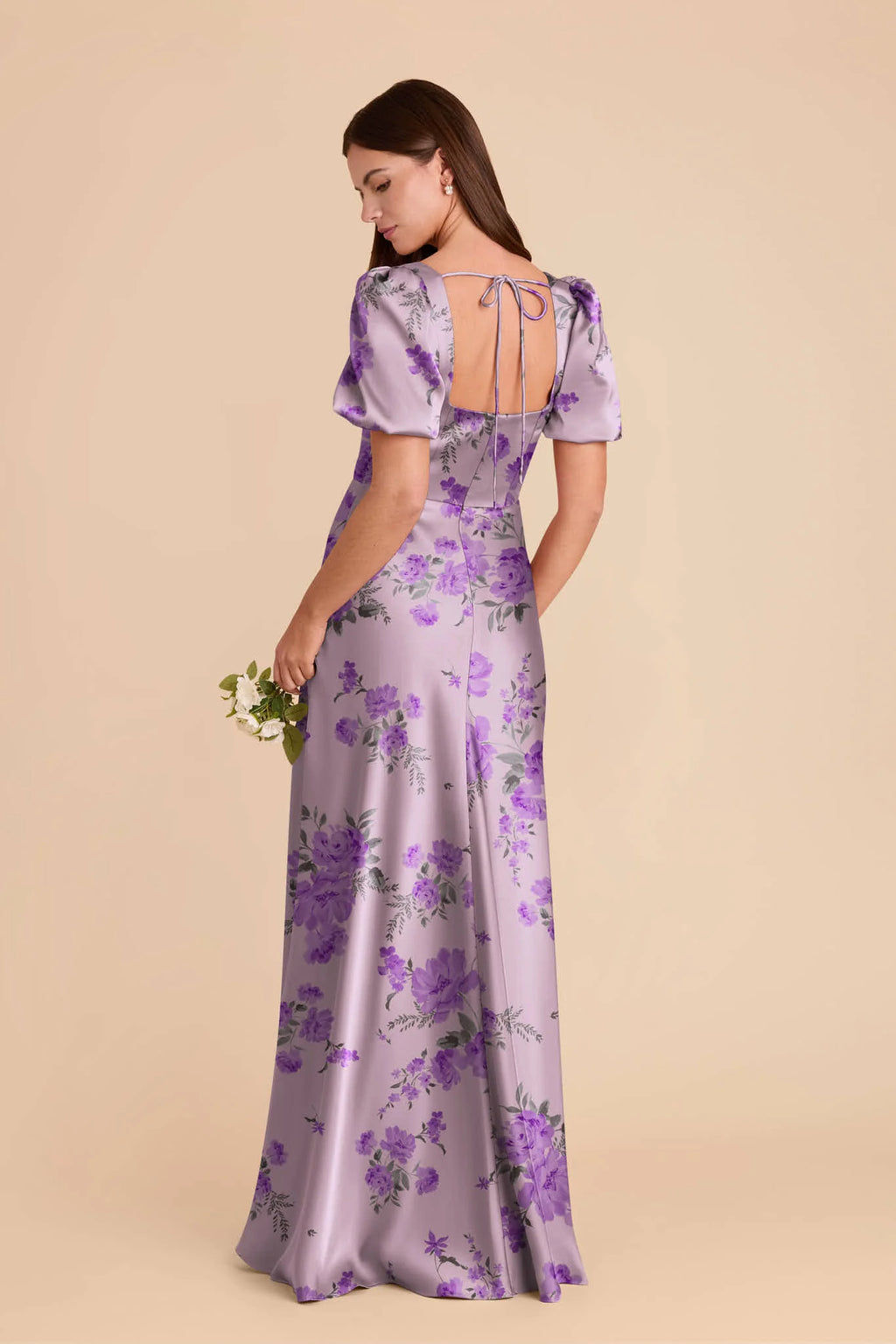 Selene Lavender Multi Whimsical Blooms back view bridesmaid dress