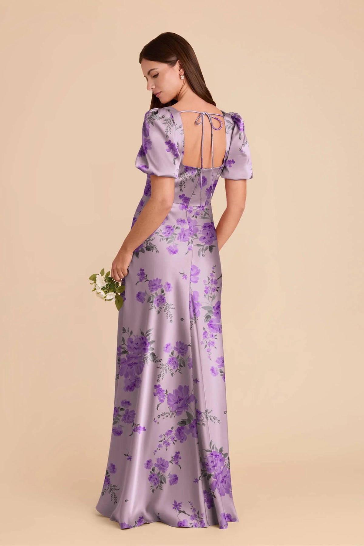 Selene Lavender Multi Whimsical Blooms back view bridesmaid dress