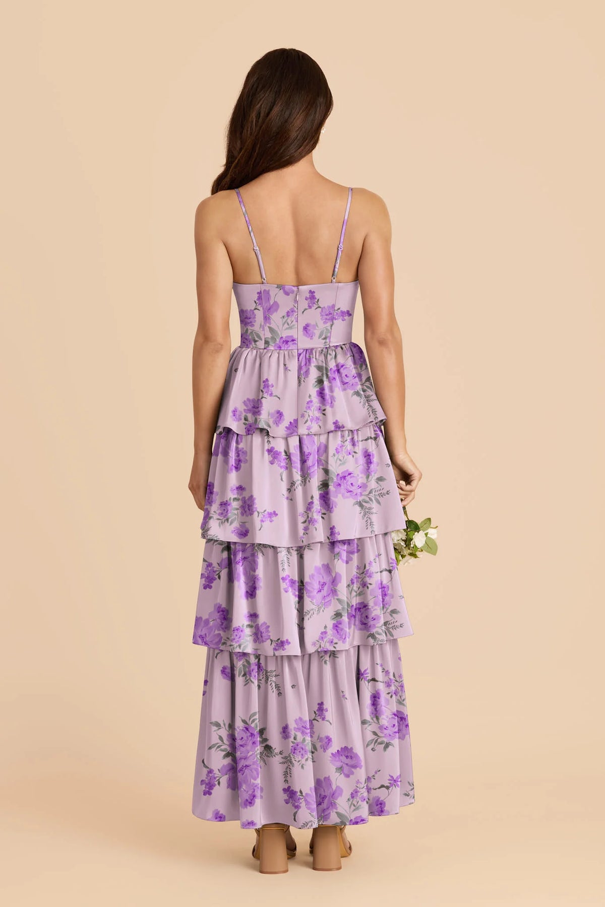 Calista Lavender Multi Whimsical Blooms back view bridesmaid dress