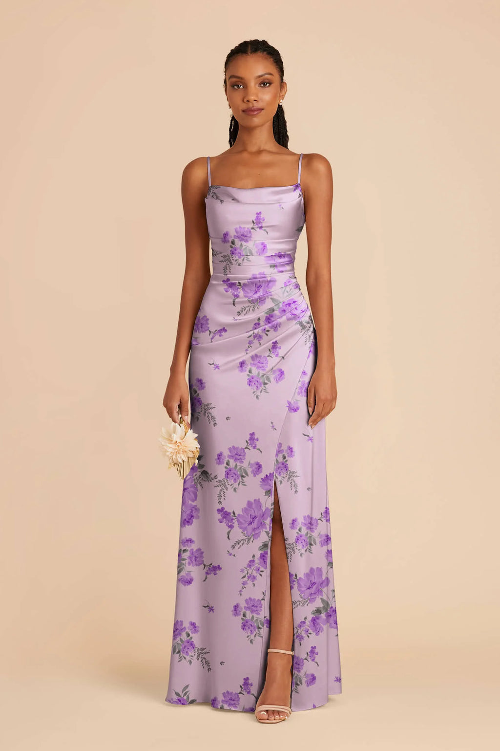 Sabine Lavender Multi Whimsical Blooms front view bridesmaid dress