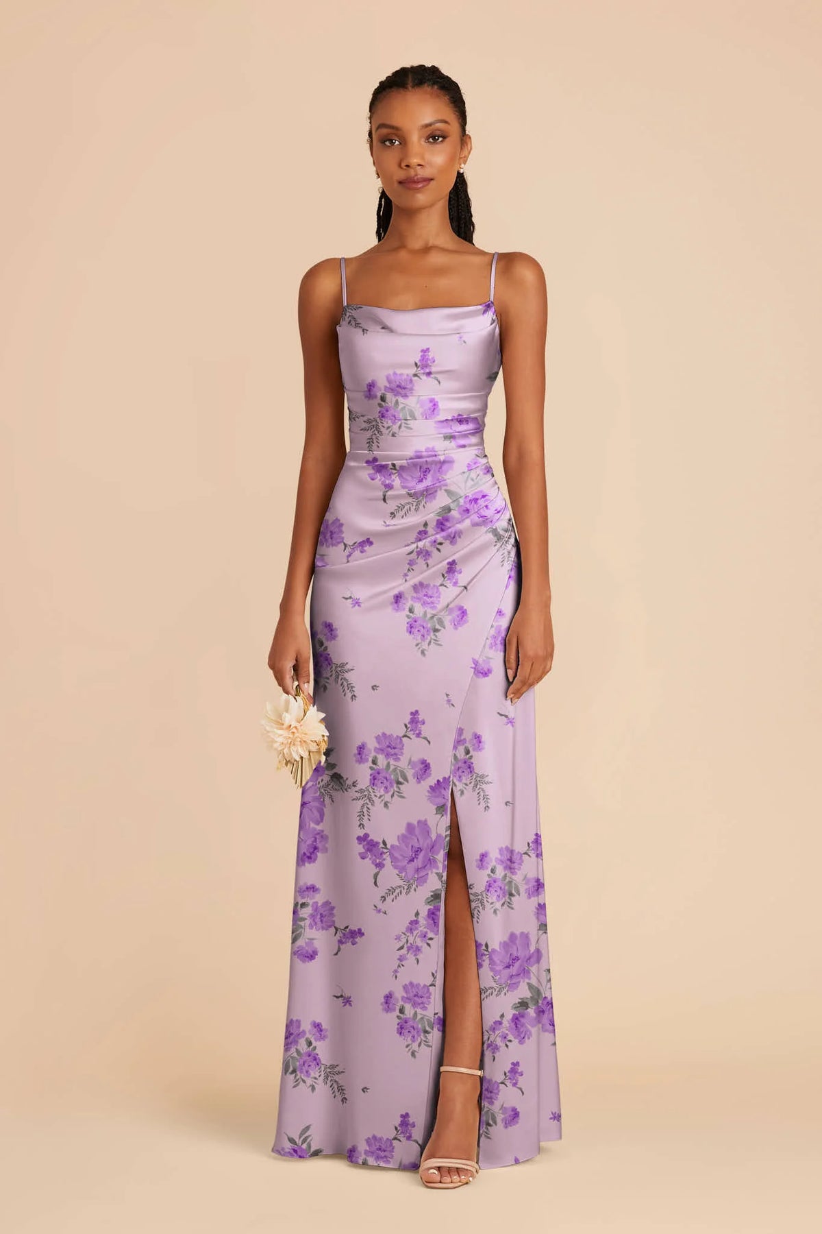 Sabine Lavender Multi Whimsical Blooms front view bridesmaid dress