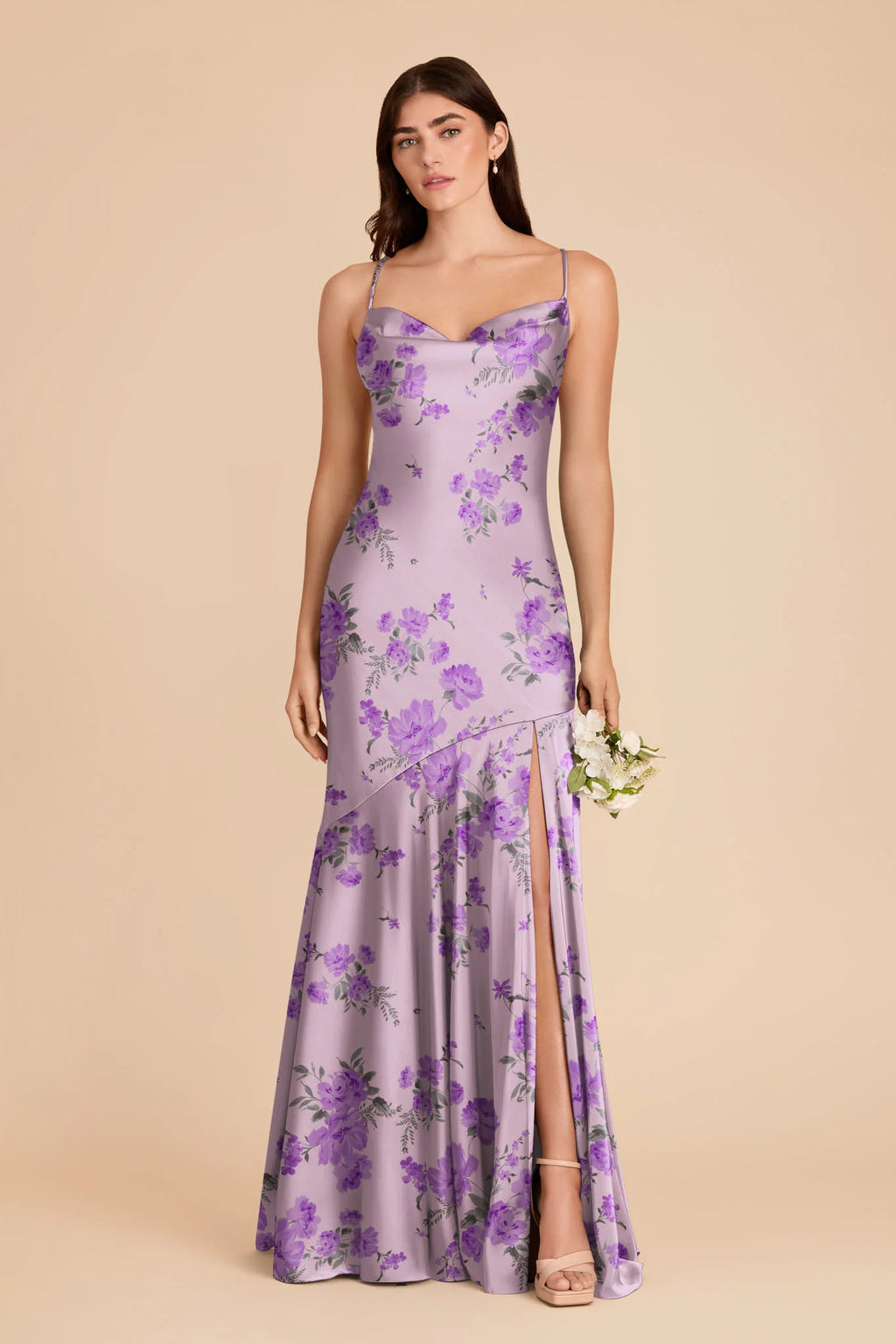 Estelle Lavender Multi Whimsical Blooms front view bridesmaid dress