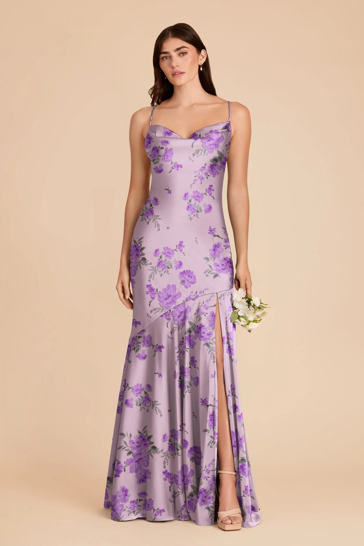 Estelle Lavender Multi Whimsical Blooms front view bridesmaid dress