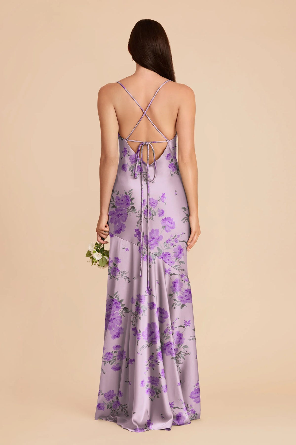 Estelle Lavender Multi Whimsical Blooms back view bridesmaid dress