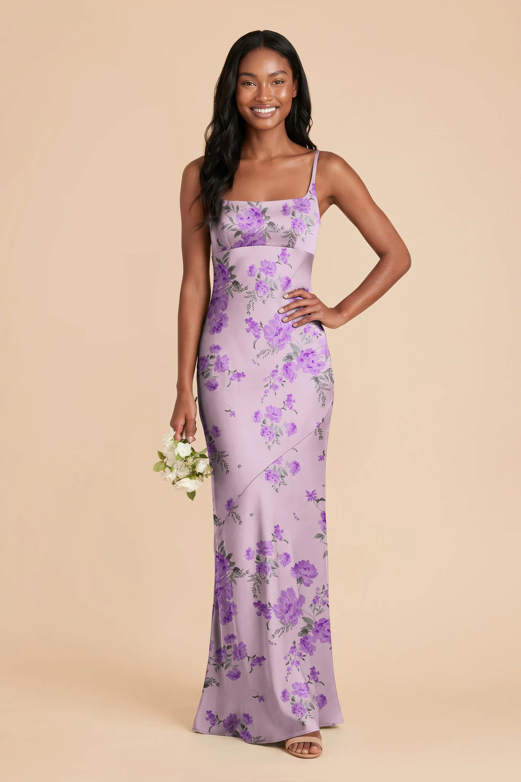 Noelle Lavender Multi Whimsical Blooms front view bridesmaid dress