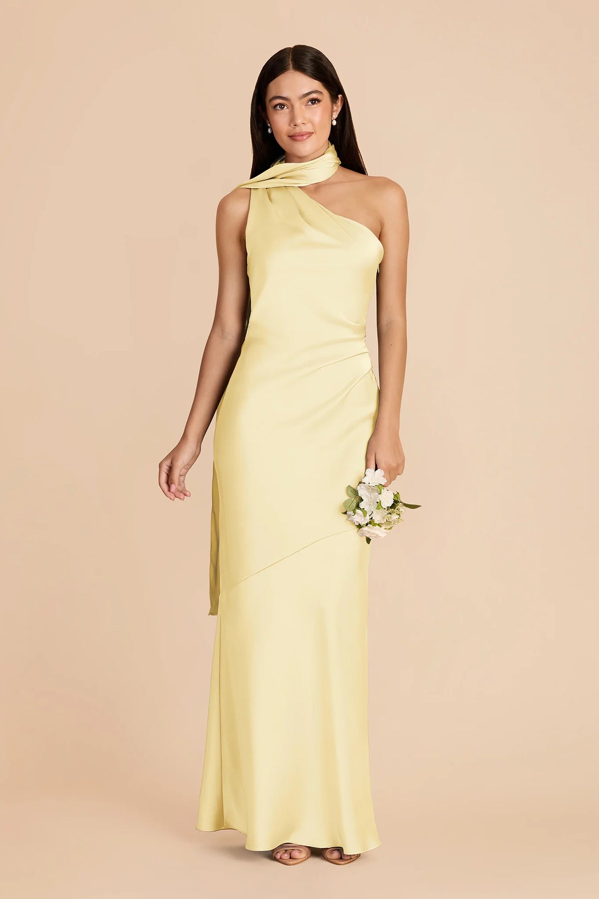 Ariadne Lemon Sorbet front view bridesmaid dress