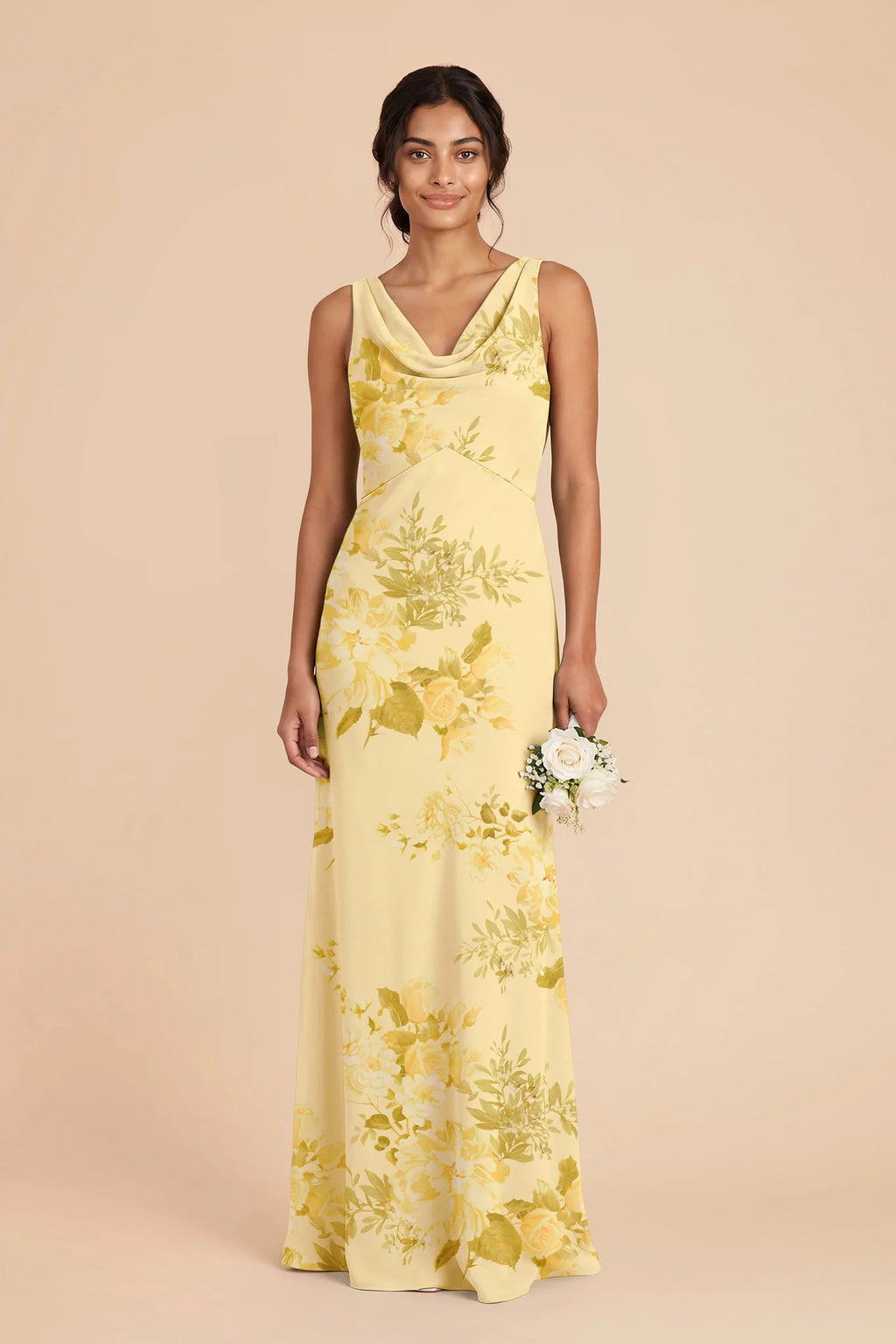 Odette Lemon Sorbet Romantic Bouquet front view bridesmaid dress