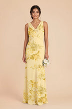 Odette Lemon Sorbet Romantic Bouquet front view bridesmaid dress