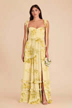 Daphne Lemon Sorbet Romantic Bouquet front view bridesmaid dress