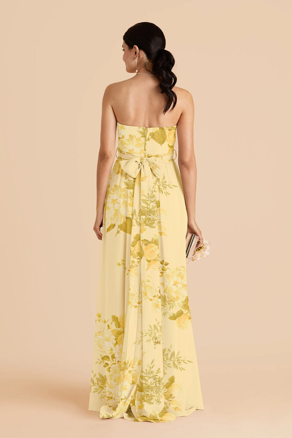 Elodie Lemon Sorbet Romantic Bouquet back view bridesmaid dress