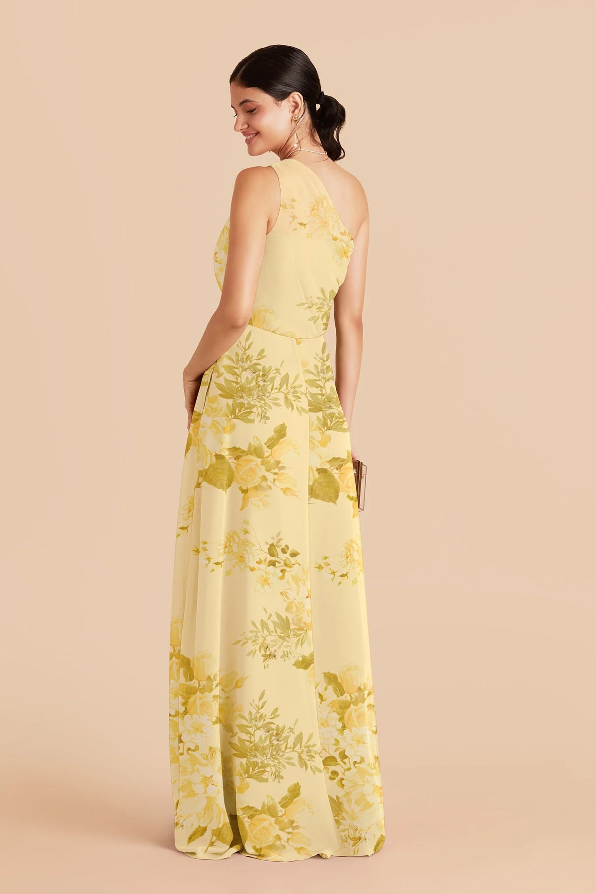 Celine Lemon Sorbet Romantic Bouquet back view bridesmaid dress