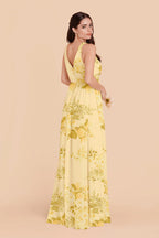 Annelise Lemon Sorbet Romantic Bouquet back view bridesmaid dress