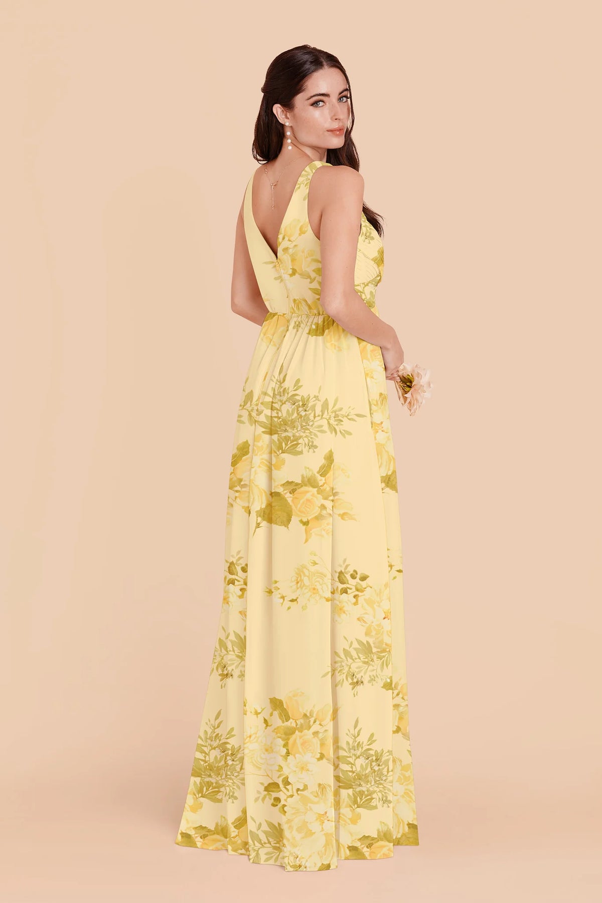 Annelise Lemon Sorbet Romantic Bouquet back view bridesmaid dress