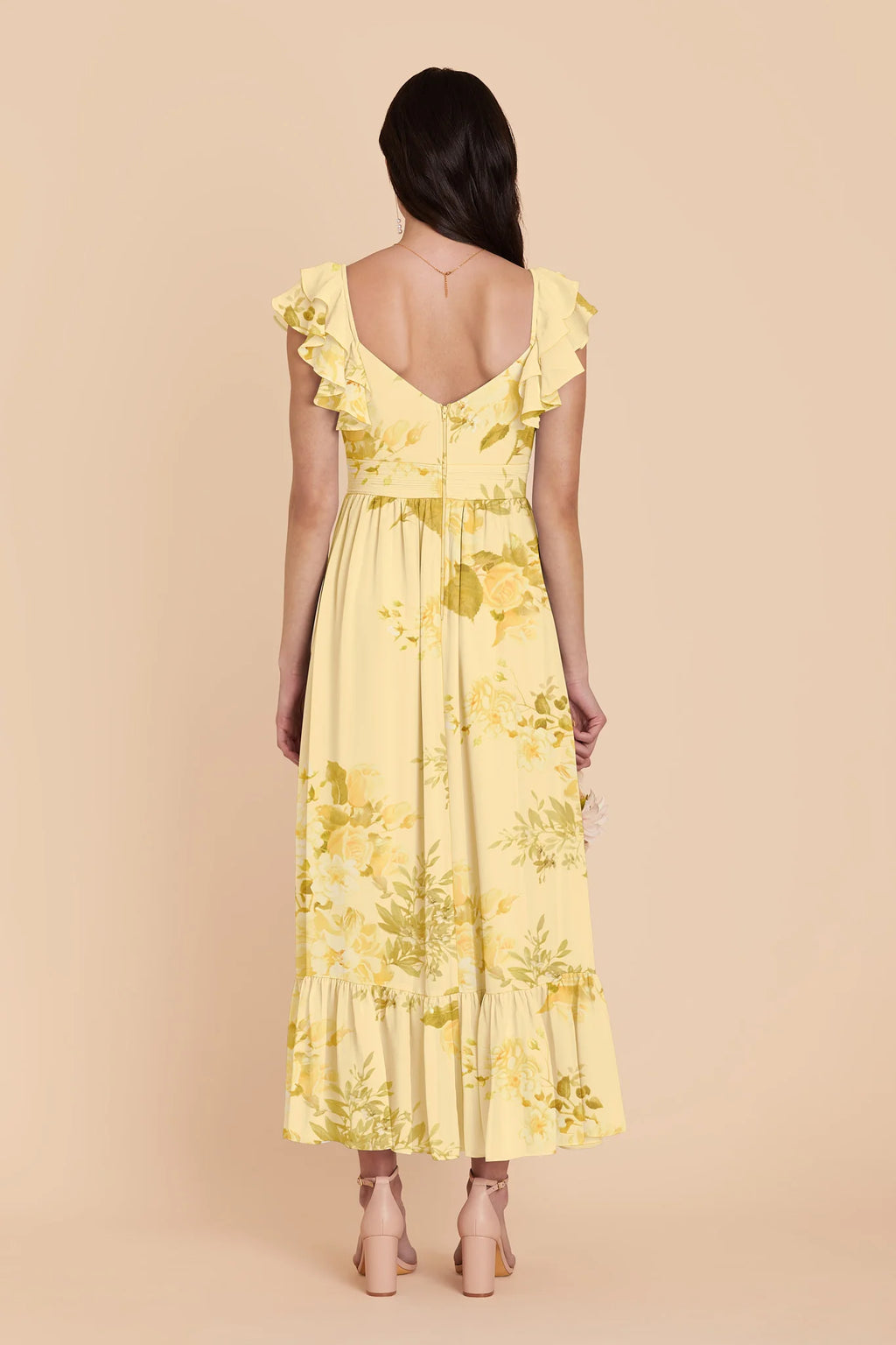 Talia Lemon Sorbet Romantic Bouquet back view bridesmaid dress