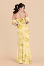Odessa Lemon Sorbet Romantic Bouquet back view bridesmaid dress