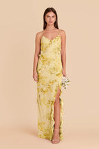 Vivienne Lemon Sorbet Romantic Bouquet front view bridesmaid dress
