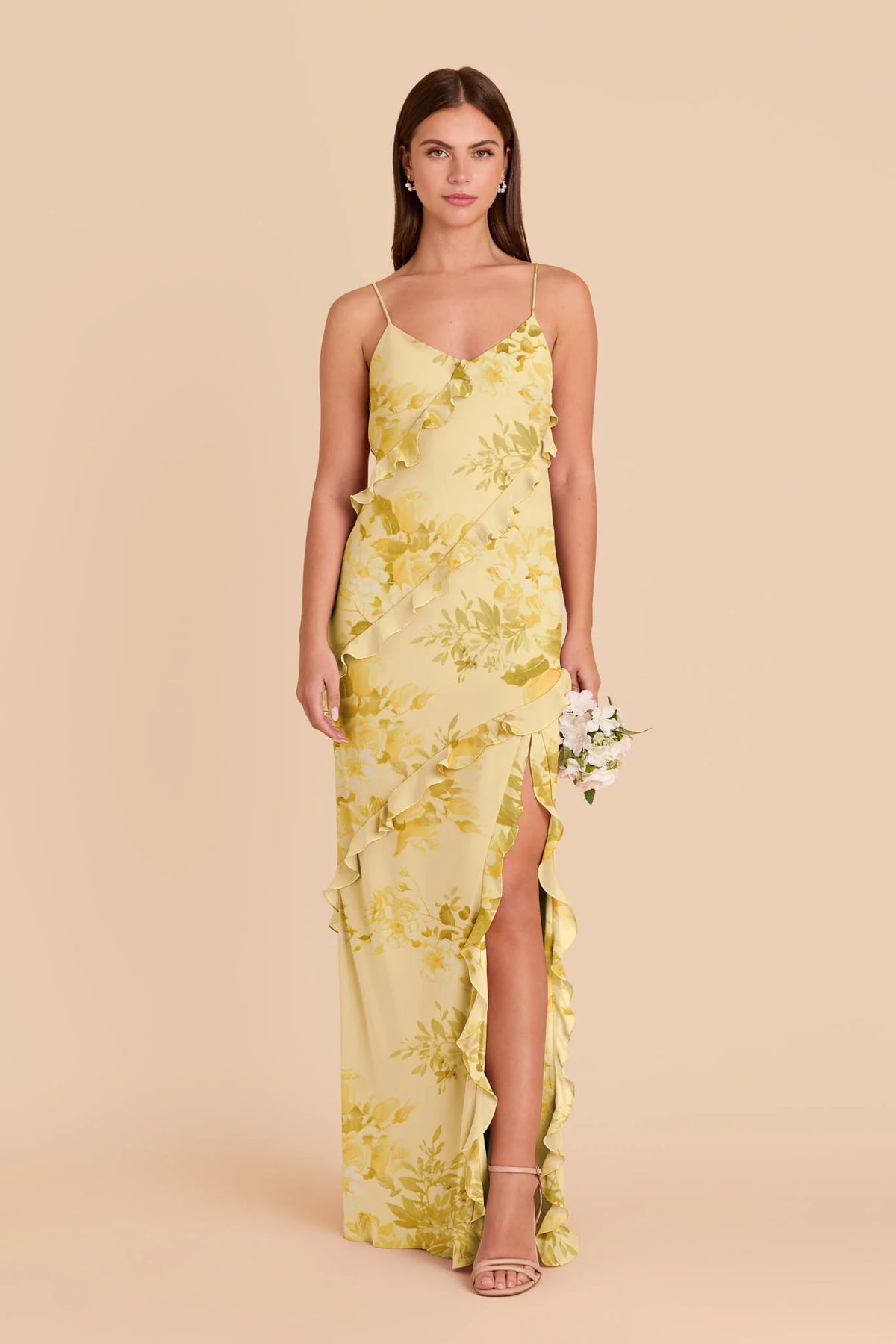 Vivienne Lemon Sorbet Romantic Bouquet front view bridesmaid dress