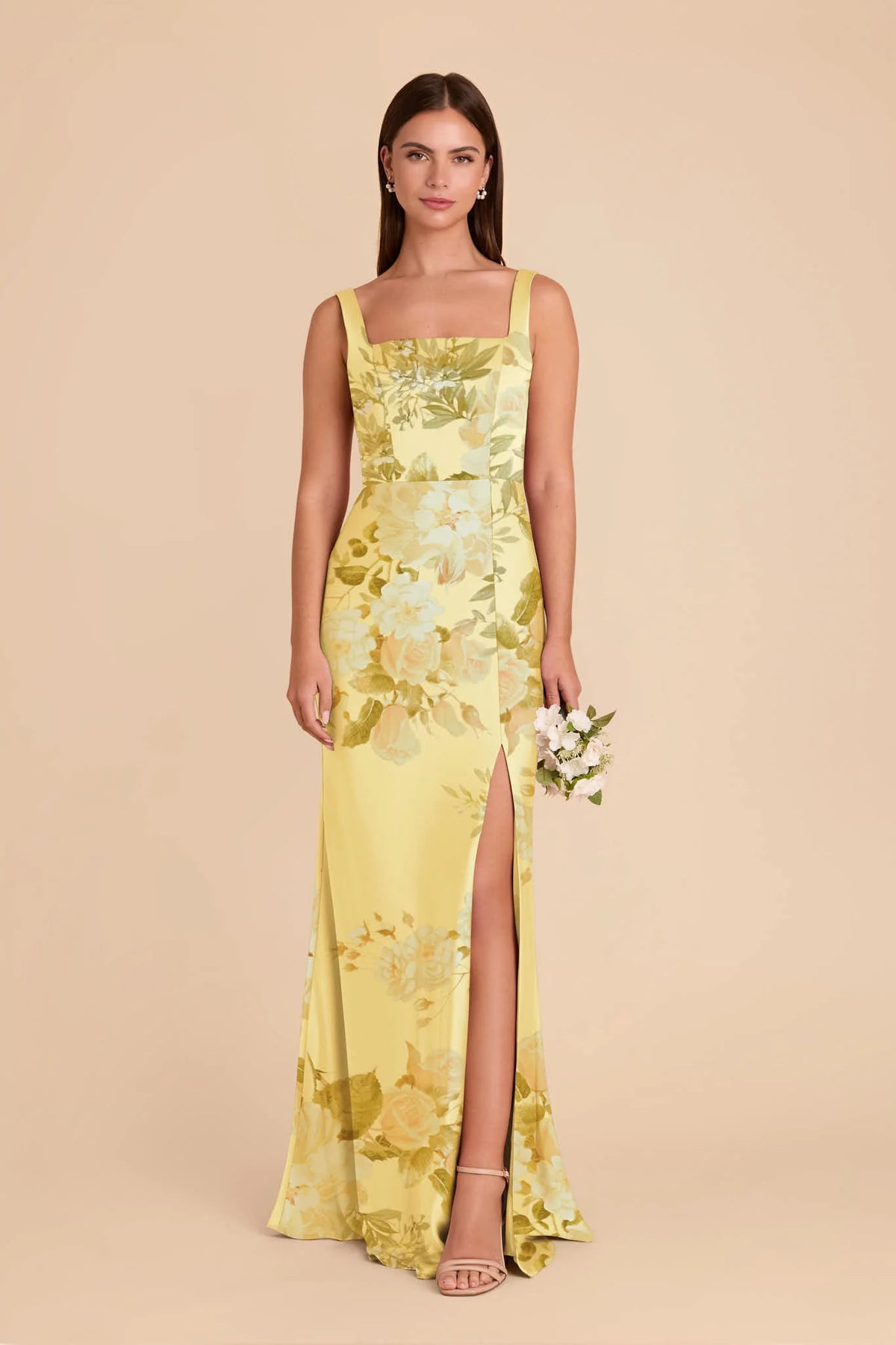 Elowen Lemon Sorbet Romantic Bouquet front view bridesmaid dress