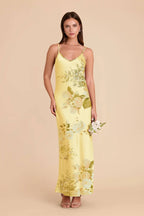 Amara Lemon Sorbet Romantic Bouquet front view bridesmaid dress