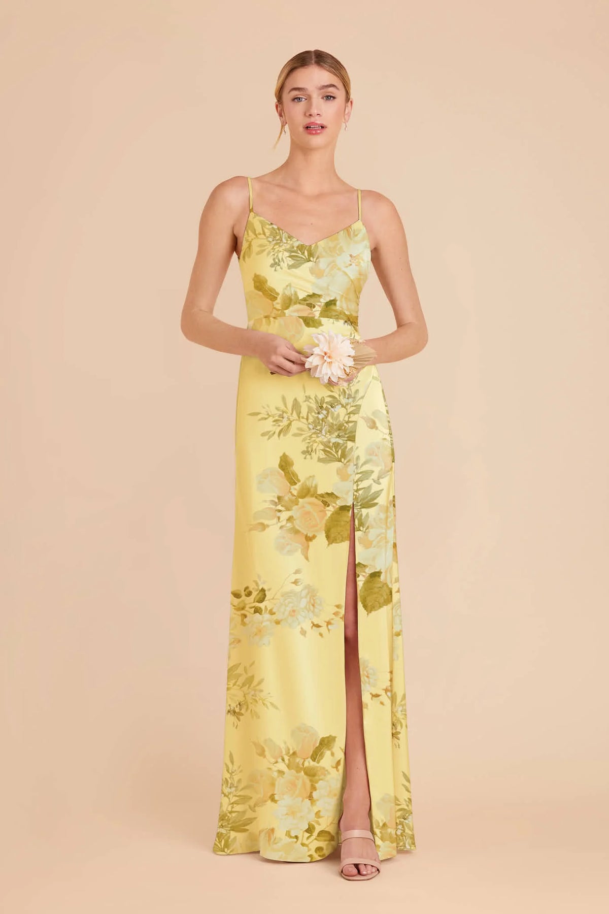 Elara Lemon Sorbet Romantic Bouquet front view bridesmaid dress