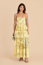 Calista Lemon Sorbet Romantic Bouquet front view bridesmaid dress