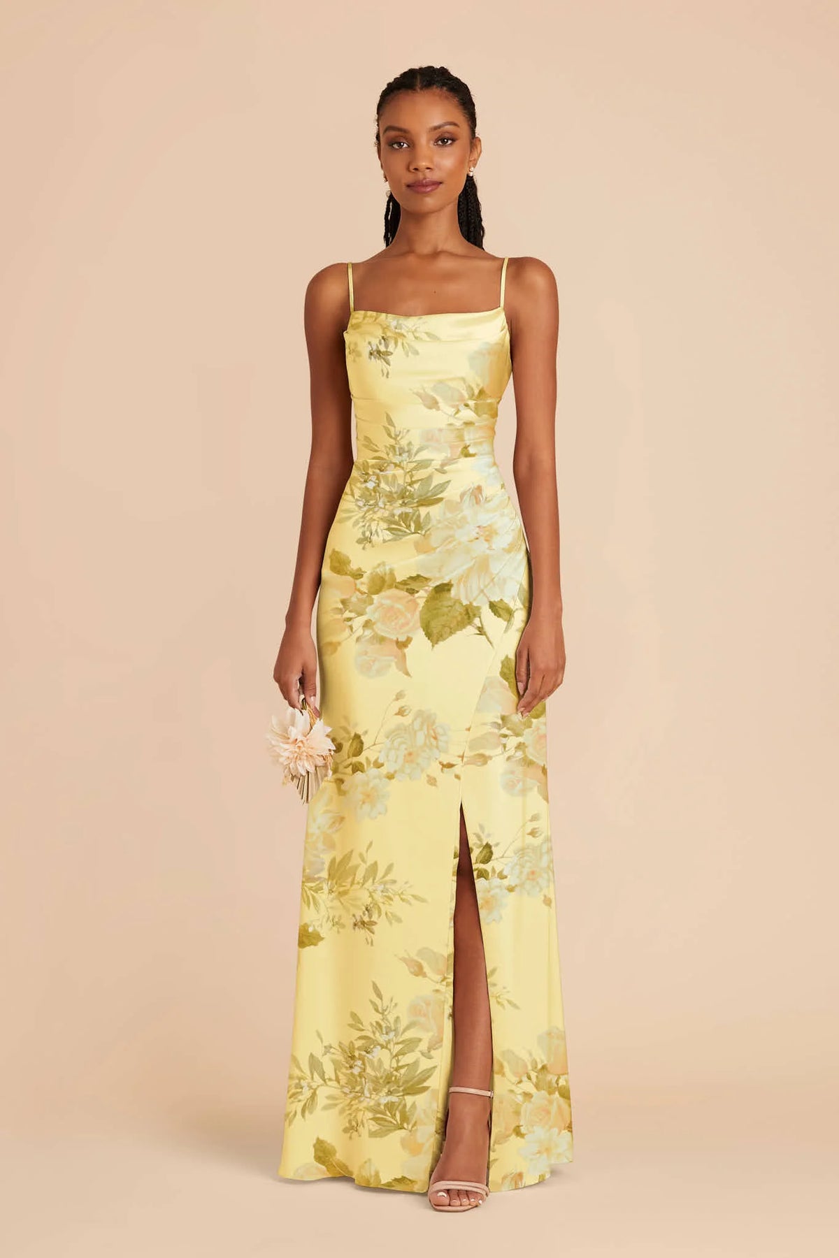 Sabine Lemon Sorbet Romantic Bouquet front view bridesmaid dress
