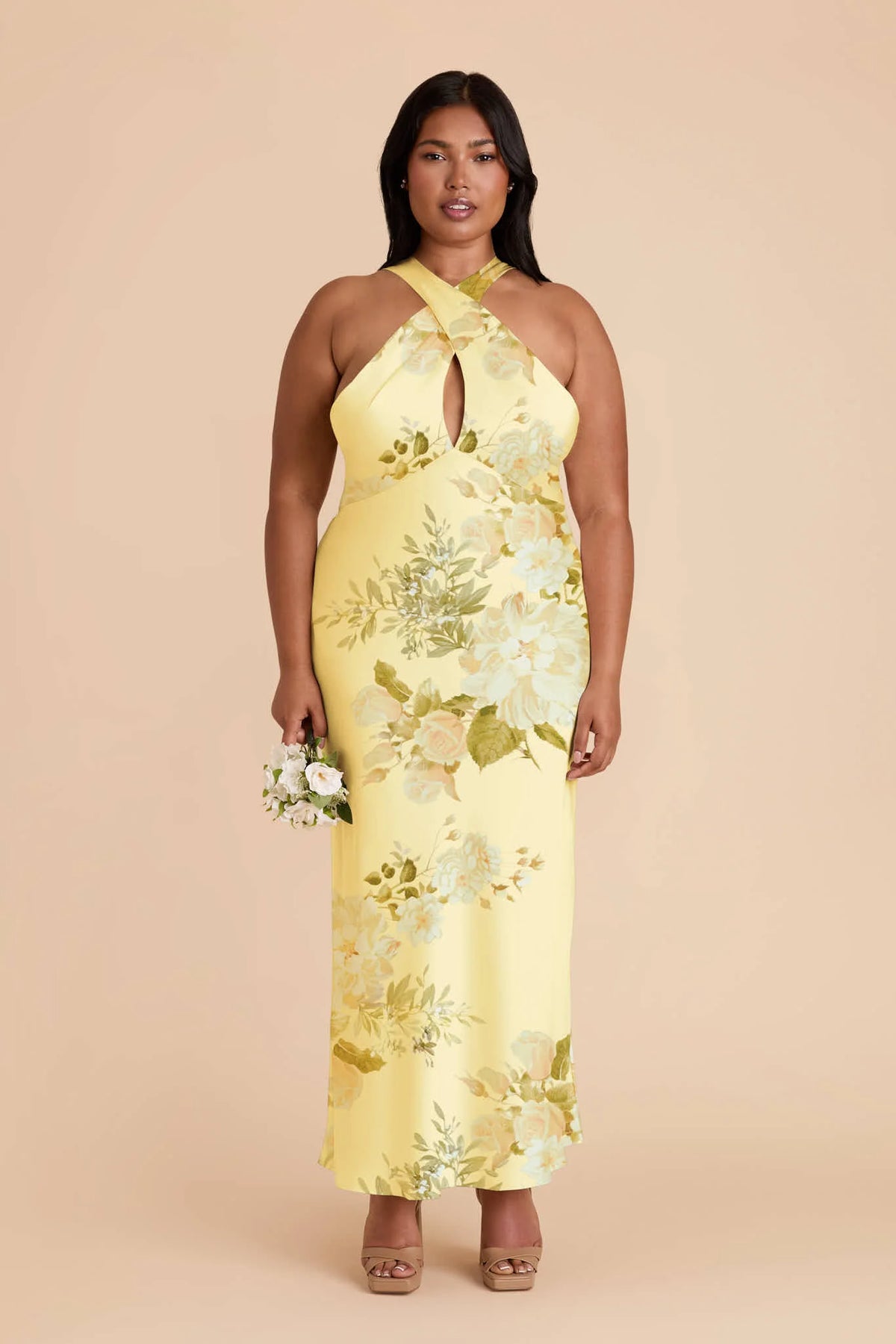 Seraphine Lemon Sorbet Romantic Bouquet front view bridesmaid dress