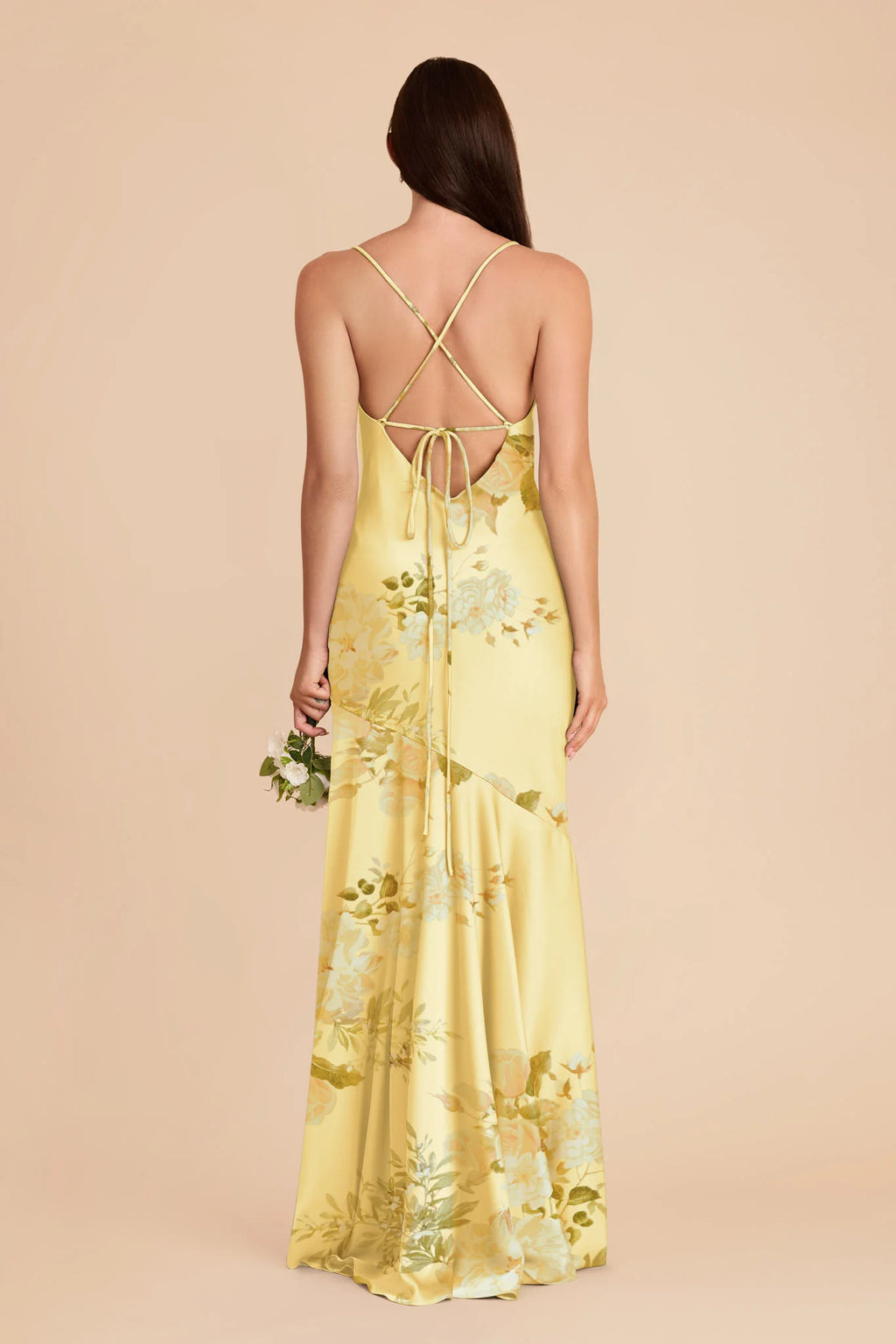 Estelle Lemon Sorbet Romantic Bouquet back view bridesmaid dress