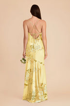 Estelle Lemon Sorbet Romantic Bouquet back view bridesmaid dress