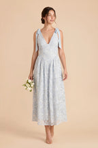 Floriane Light Blue front view bridesmaid dress