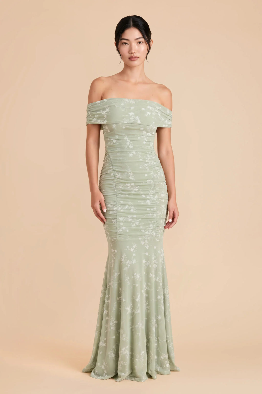 Virelle Light Green front view bridesmaid dress