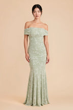 Virelle Light Green front view bridesmaid dress