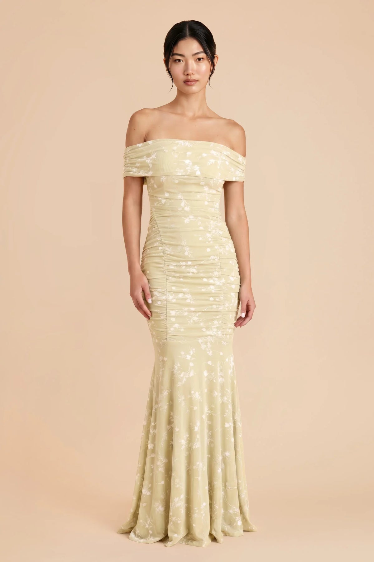 Virelle Light Yellow front view bridesmaid dress