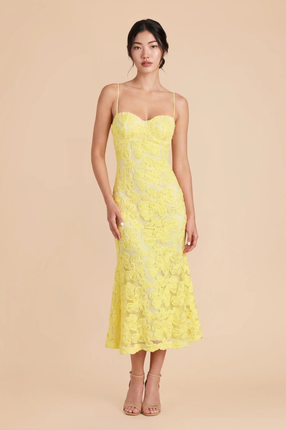 Lisette Light Yellow front view bridesmaid dress