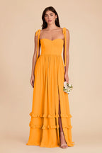 Daphne Mango front view bridesmaid dress