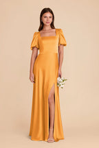 Selene Mango front view bridesmaid dress