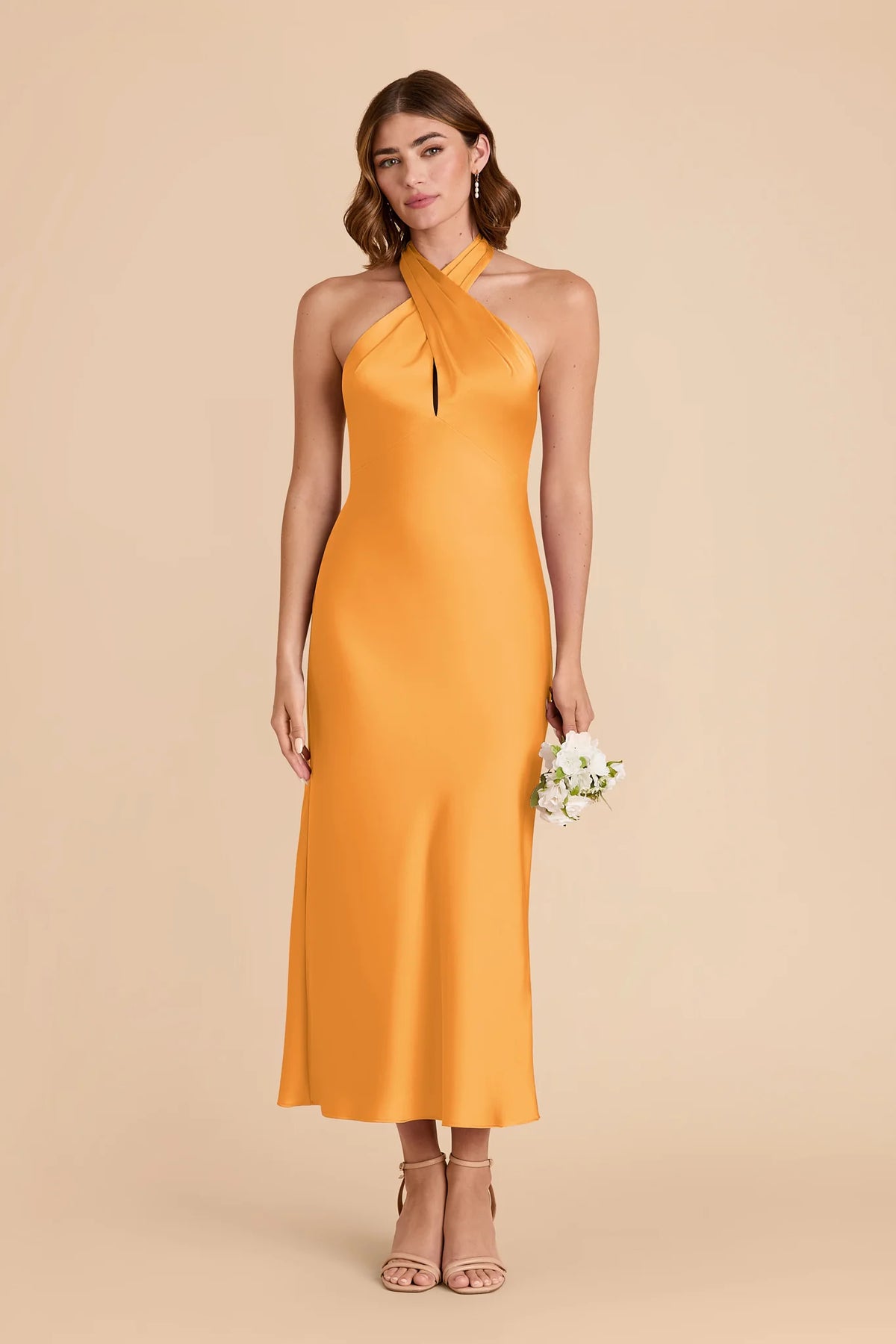 Seraphine Mango front view bridesmaid dress