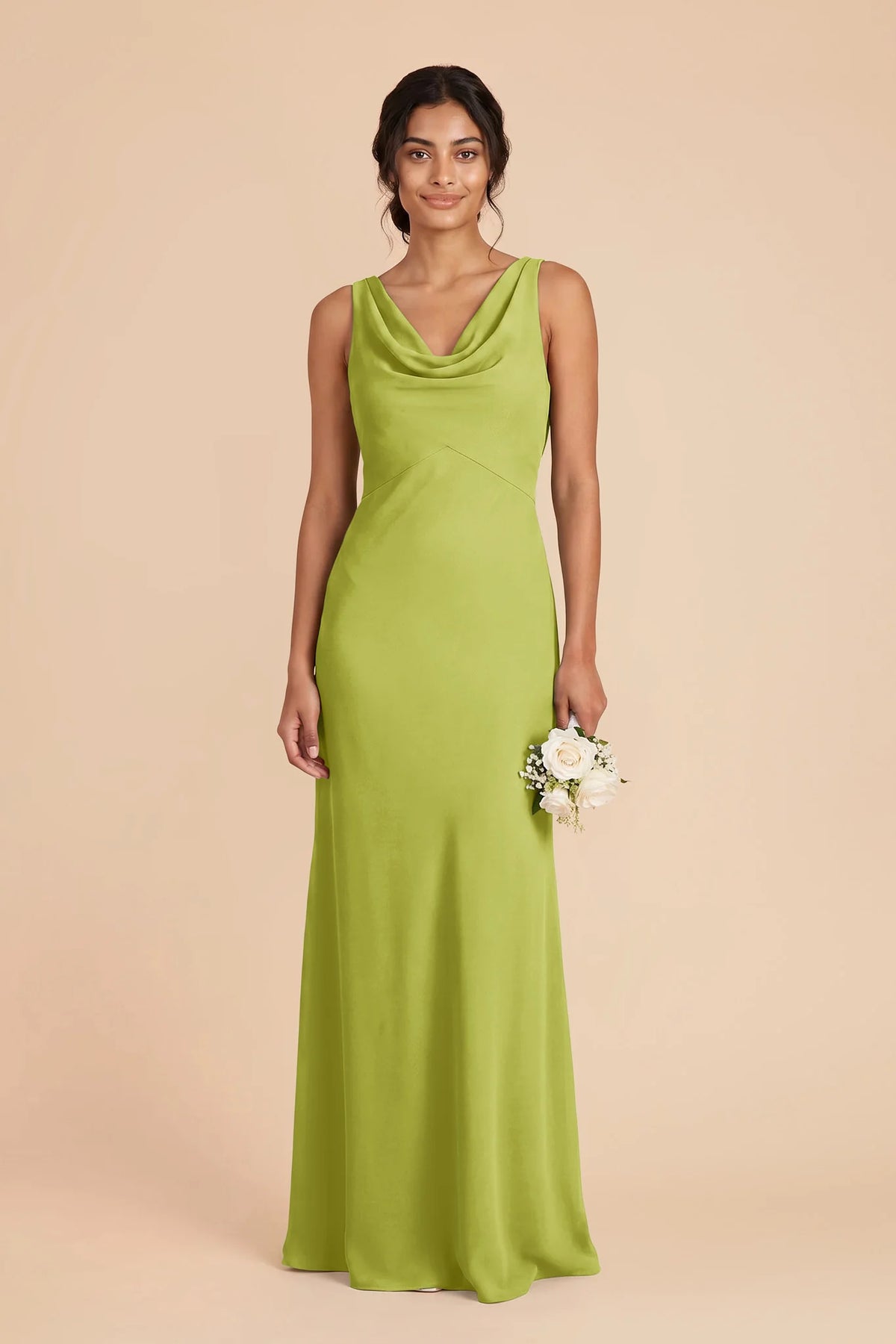 Odette Matcha front view bridesmaid dress