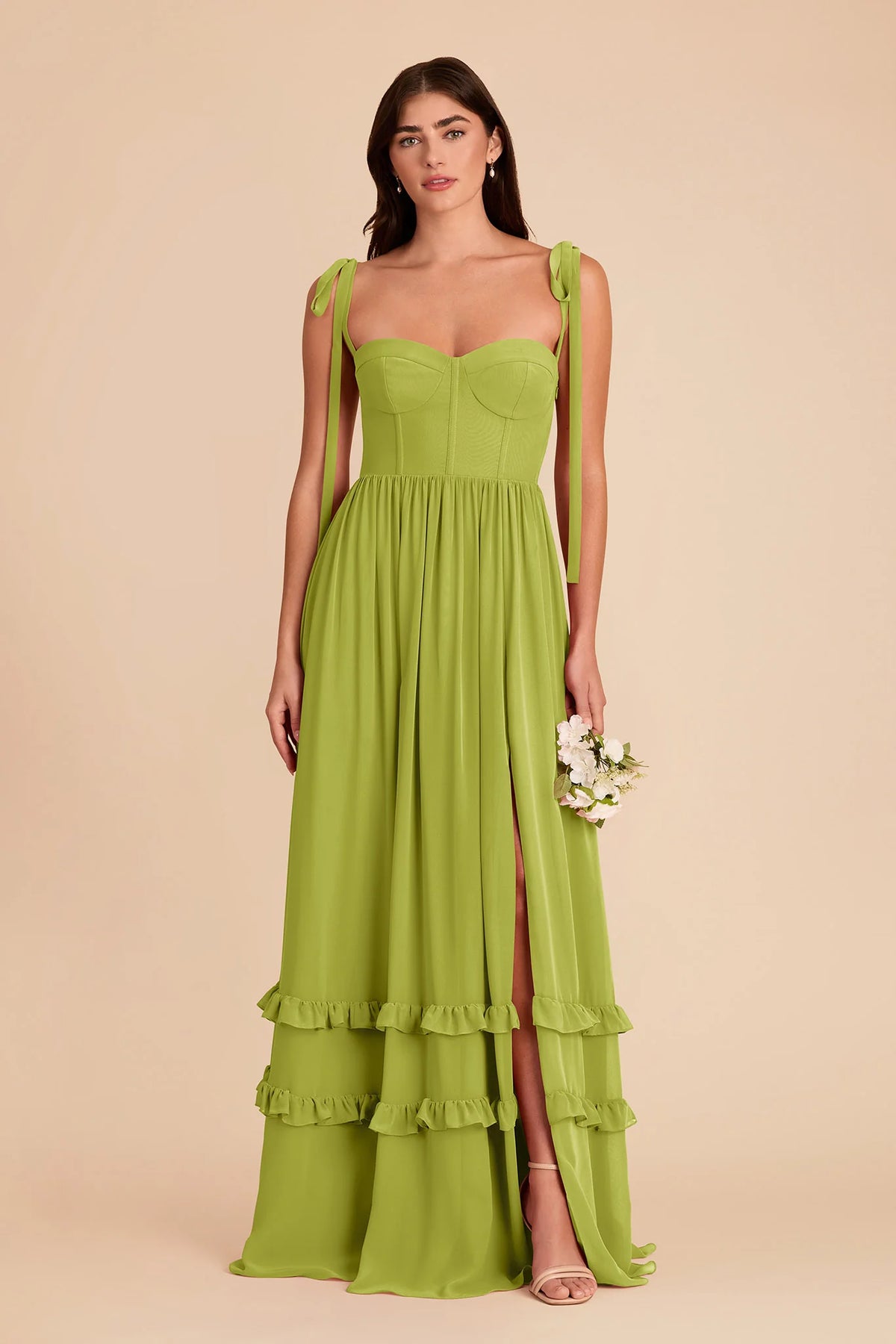 Daphne Matcha front view bridesmaid dress
