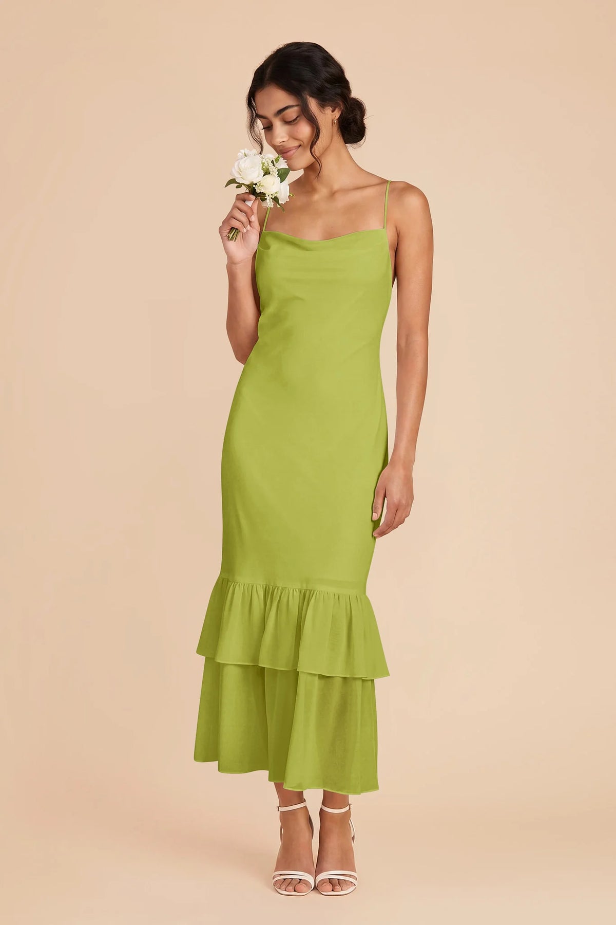 Liora Matcha front view bridesmaid dress