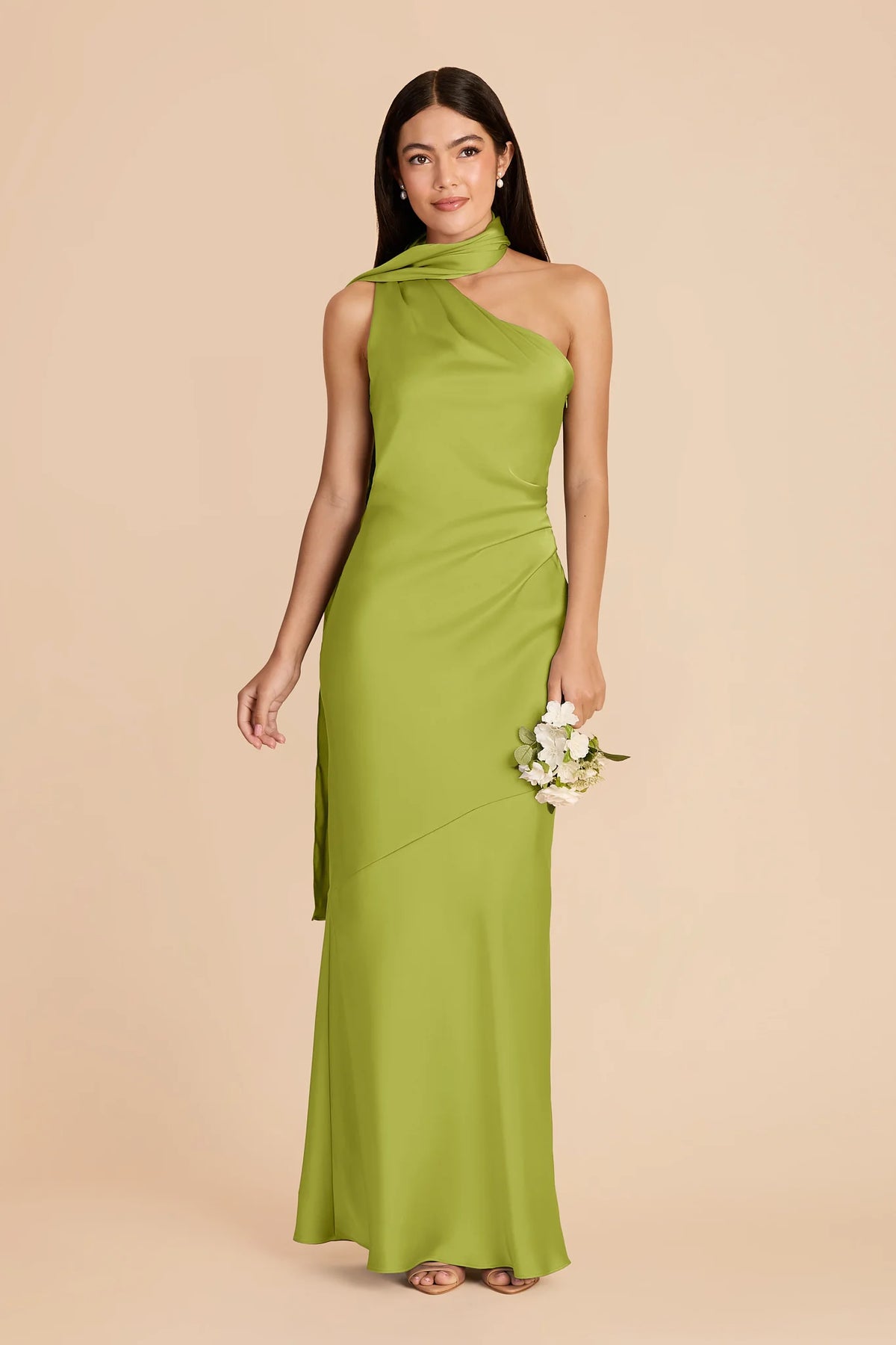 Ariadne Matcha front view bridesmaid dress